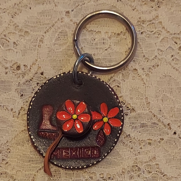 Vintage Accessories - Cute Mexico Souvenir Keychain Leather Sombrero Hat